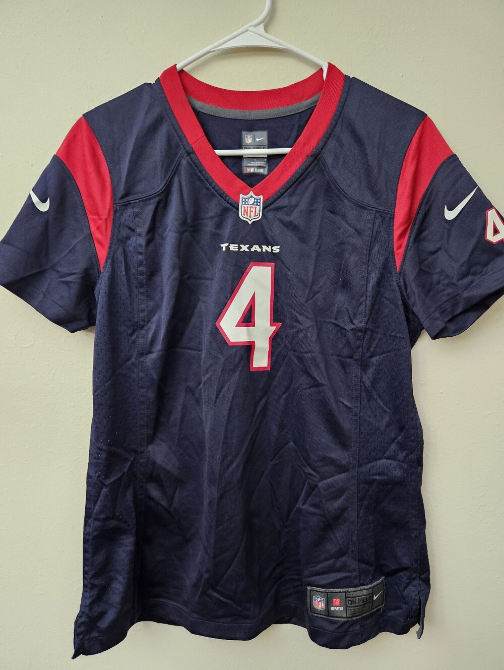 Nike Texans #4 Navy and Red Football Jersey Size L